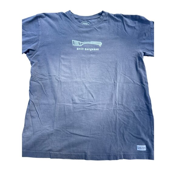 Life Is Good Grill Sergeant Graphic Tee Shirt Gray Short Sleeves Size M - Picture 1 of 4